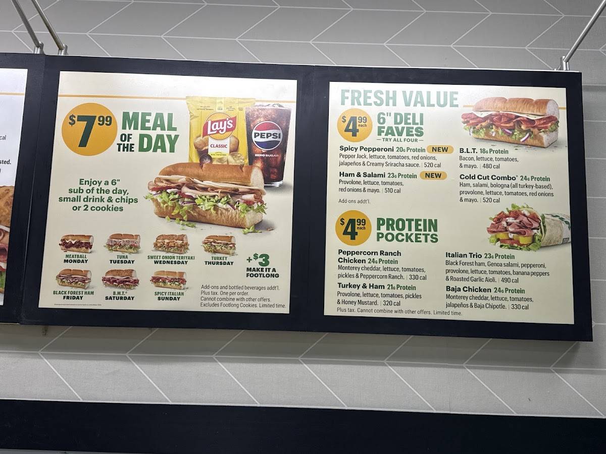 Subway меню