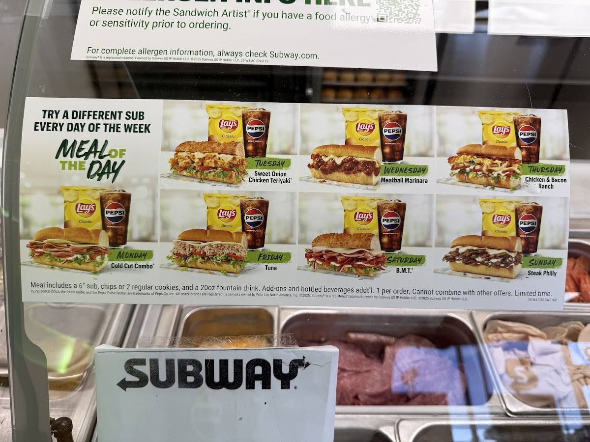 Subway меню