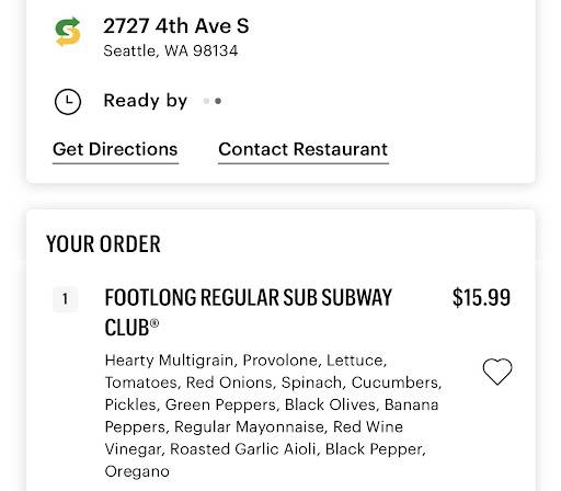 Subway меню