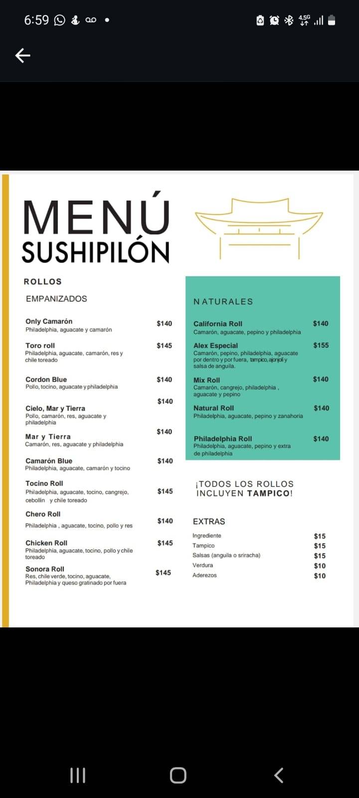 Sushipilón меню