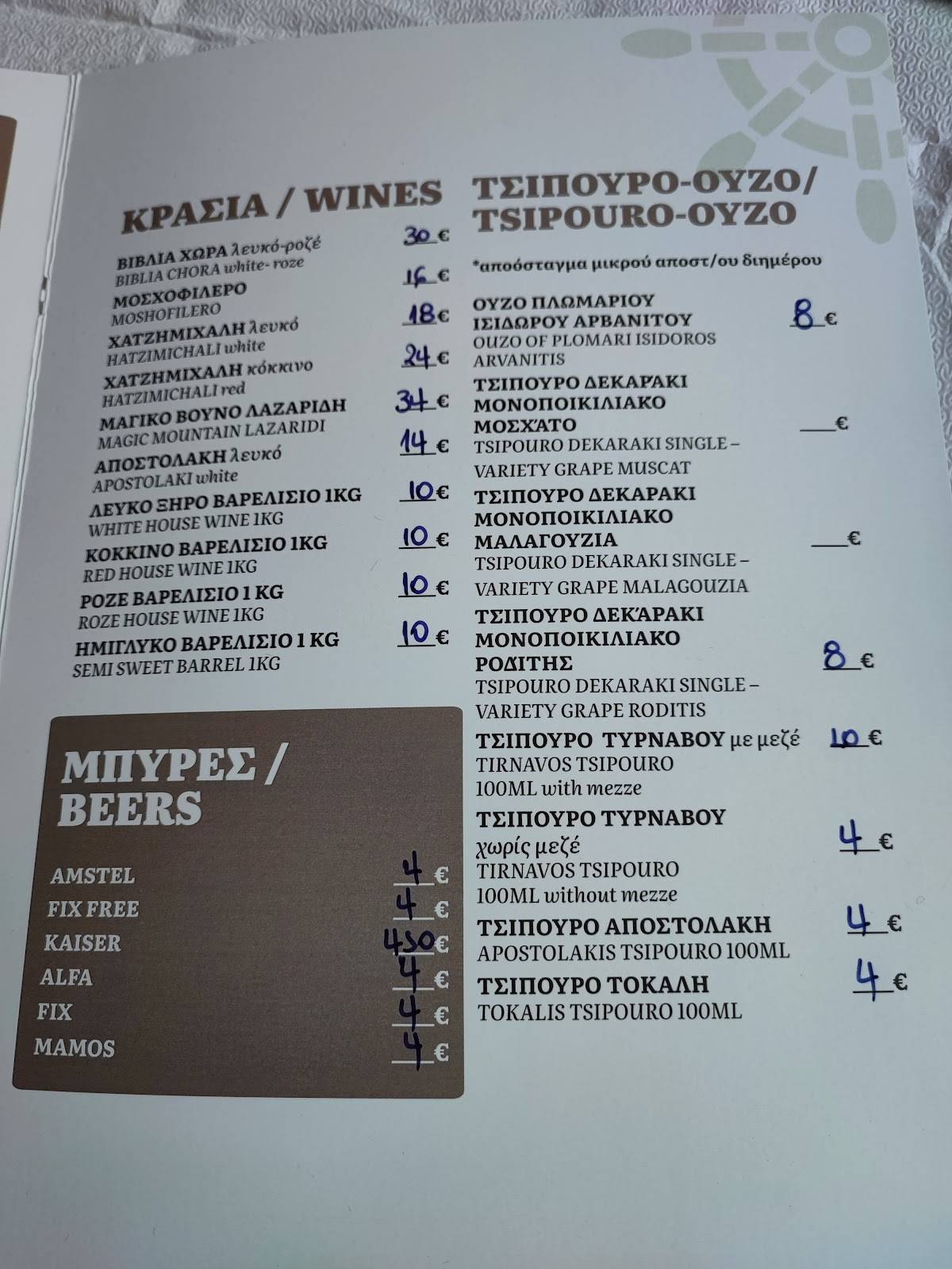 ΤΑΒΕΡΝΑ ΣΑΡΡΗΣ меню