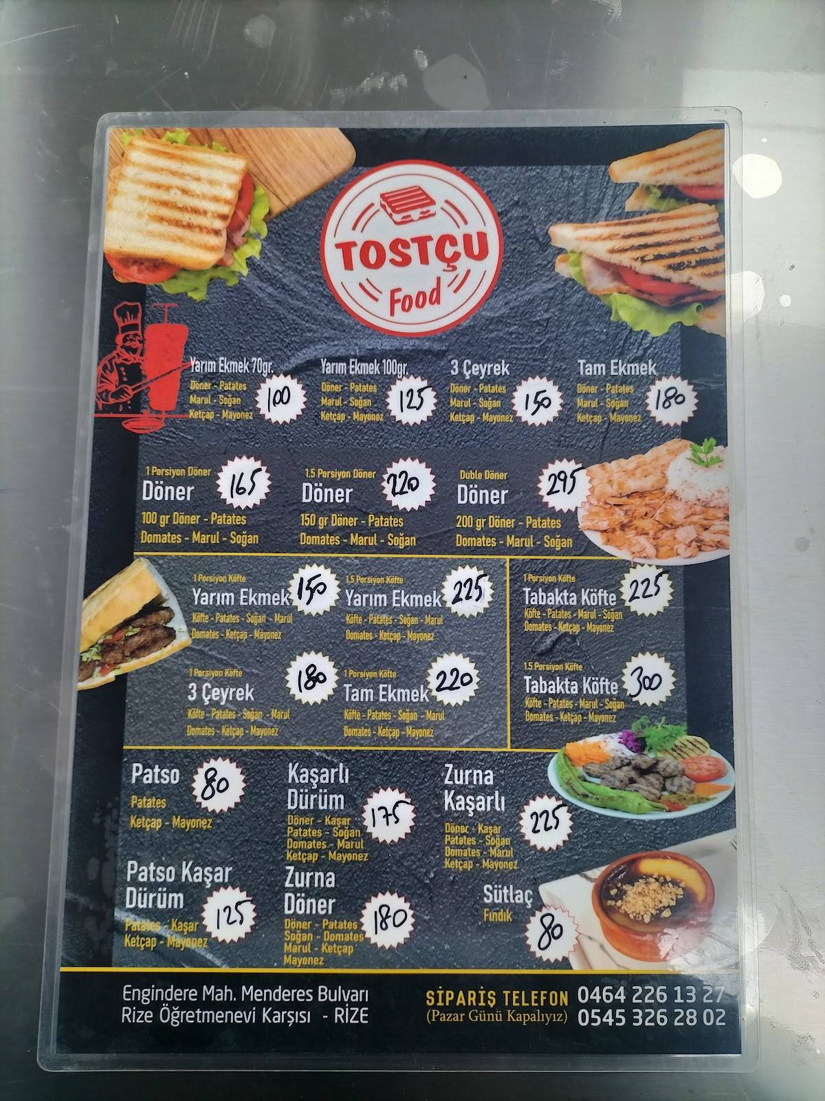 TOSTCU меню