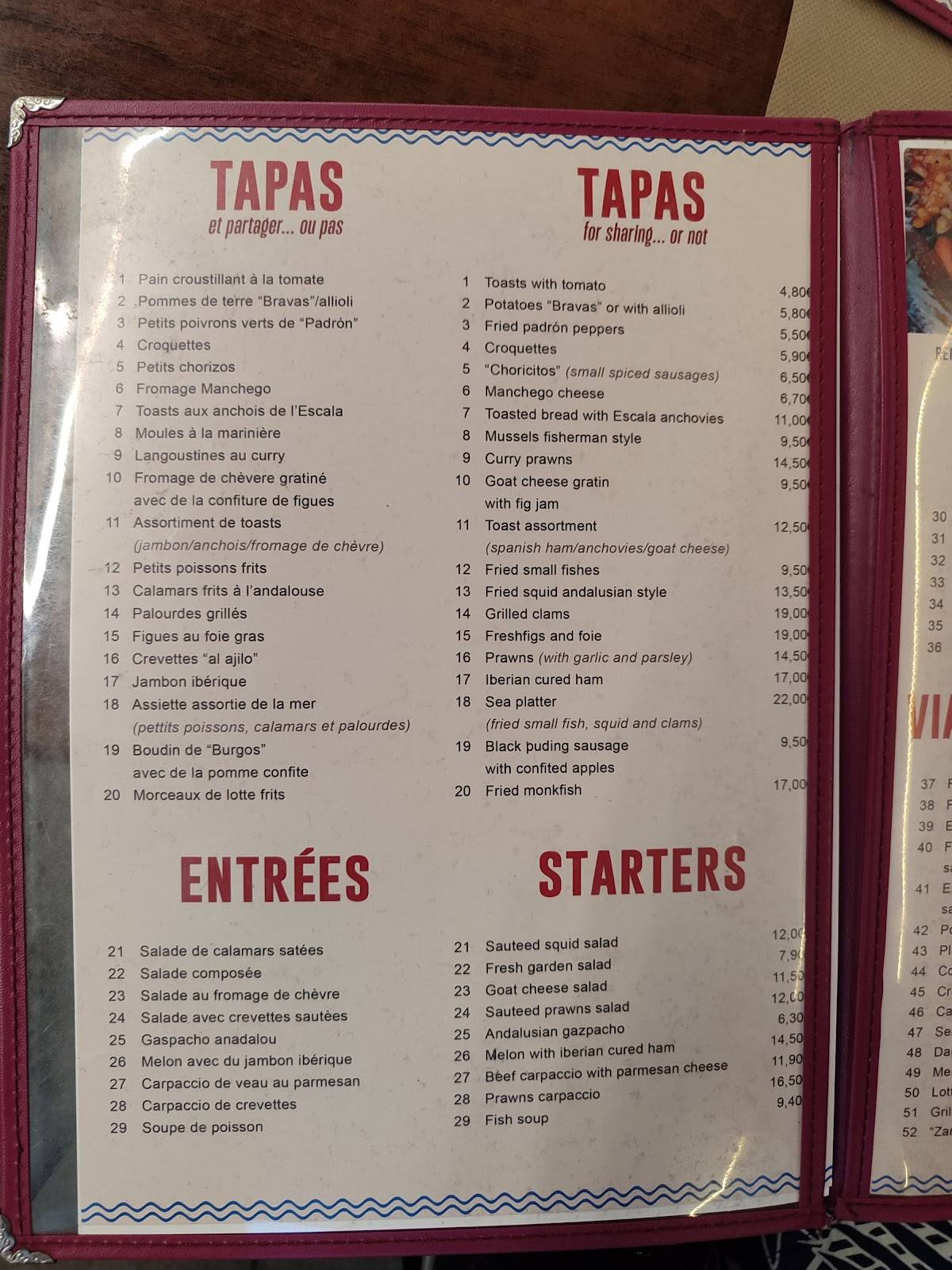 Taberna Las Tablas меню