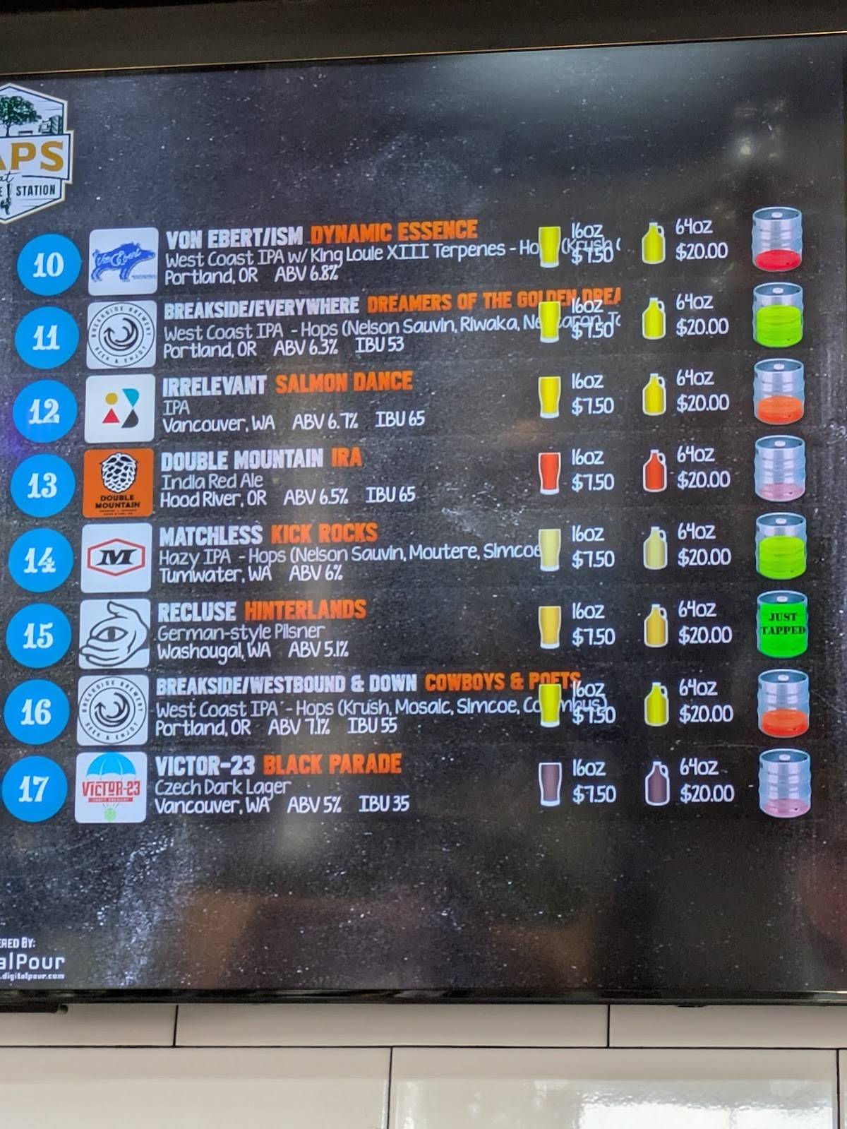 Taps at Oak Tree Station меню