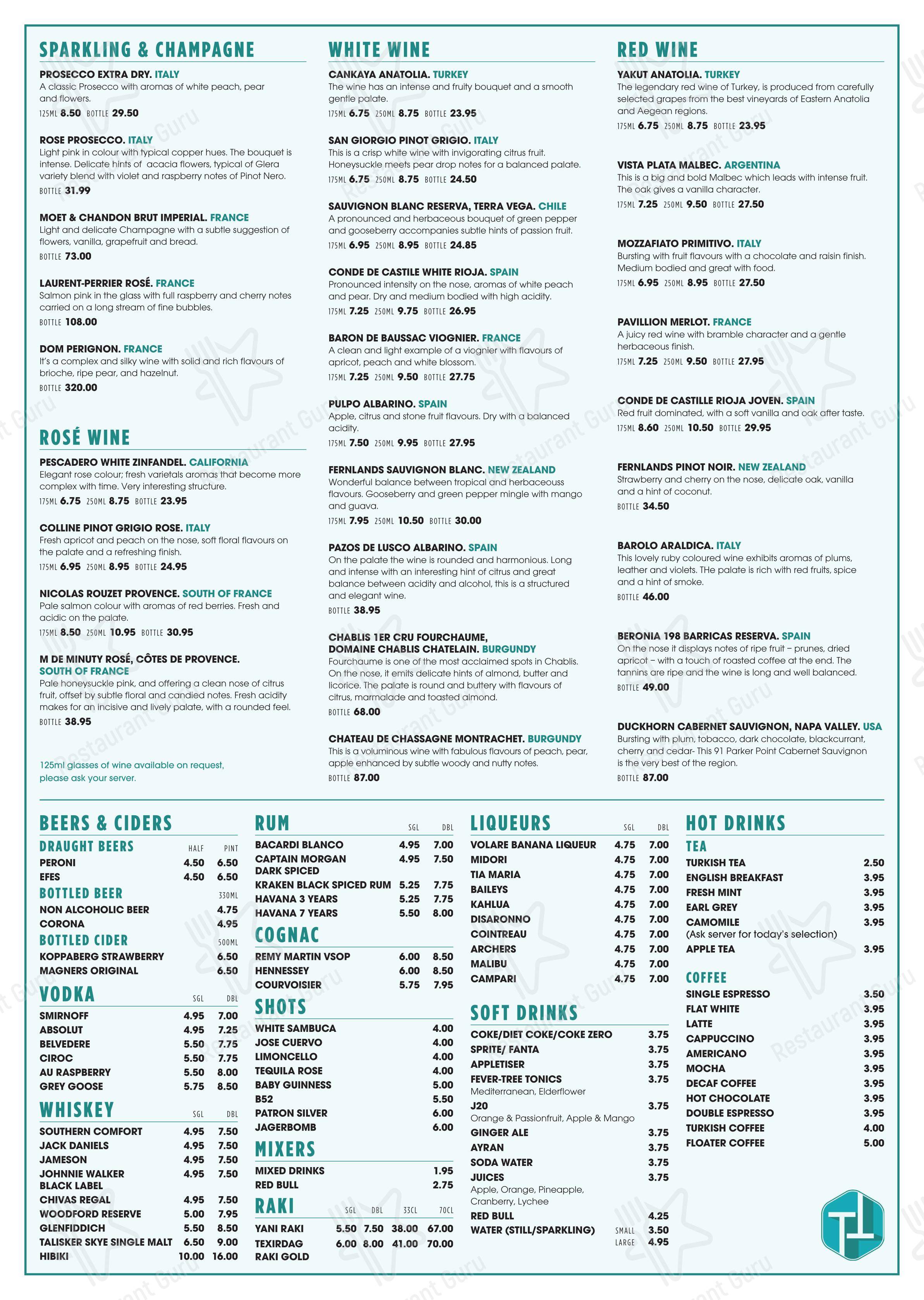Tarla Restaurant в Стивенидже - Коктейльная карта