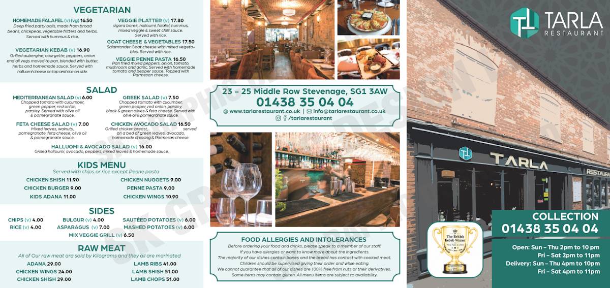 Tarla Restaurant меню