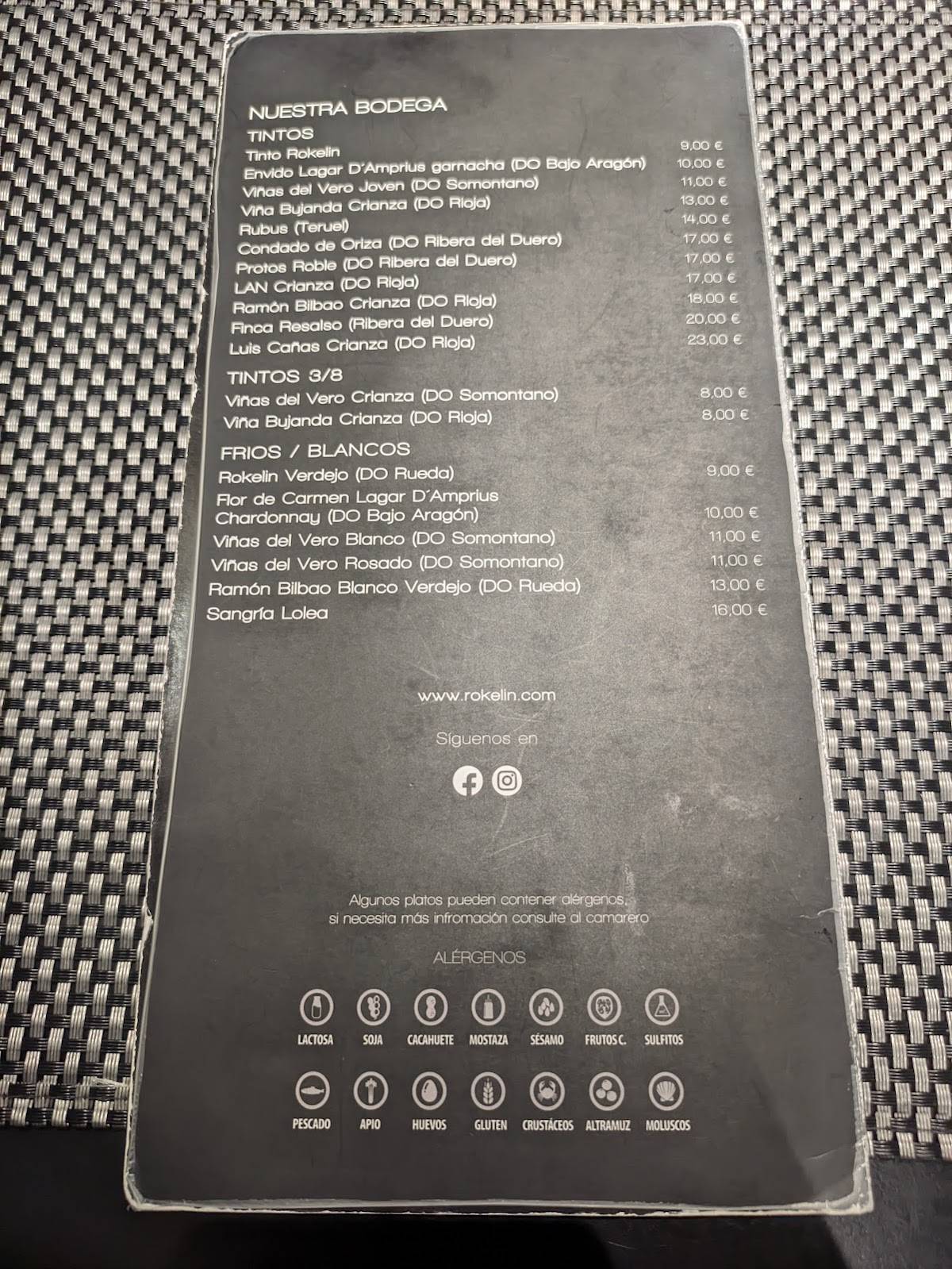 Restaurante Rokelin меню