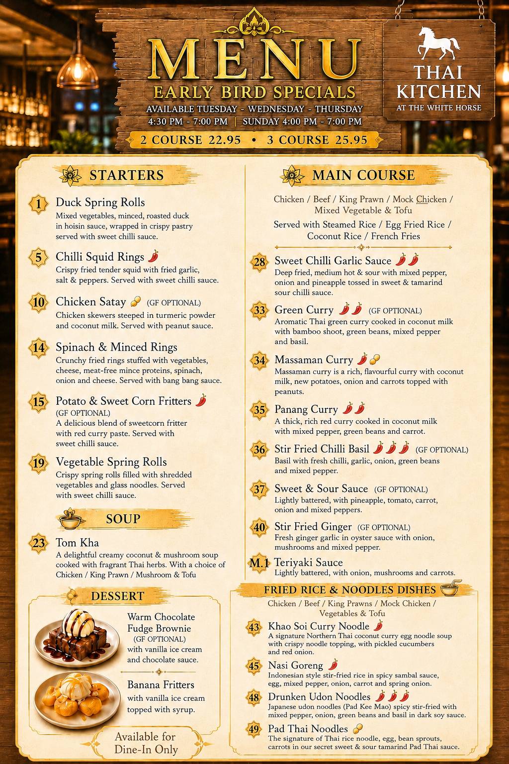 Thai Kitchen At The White Horse меню