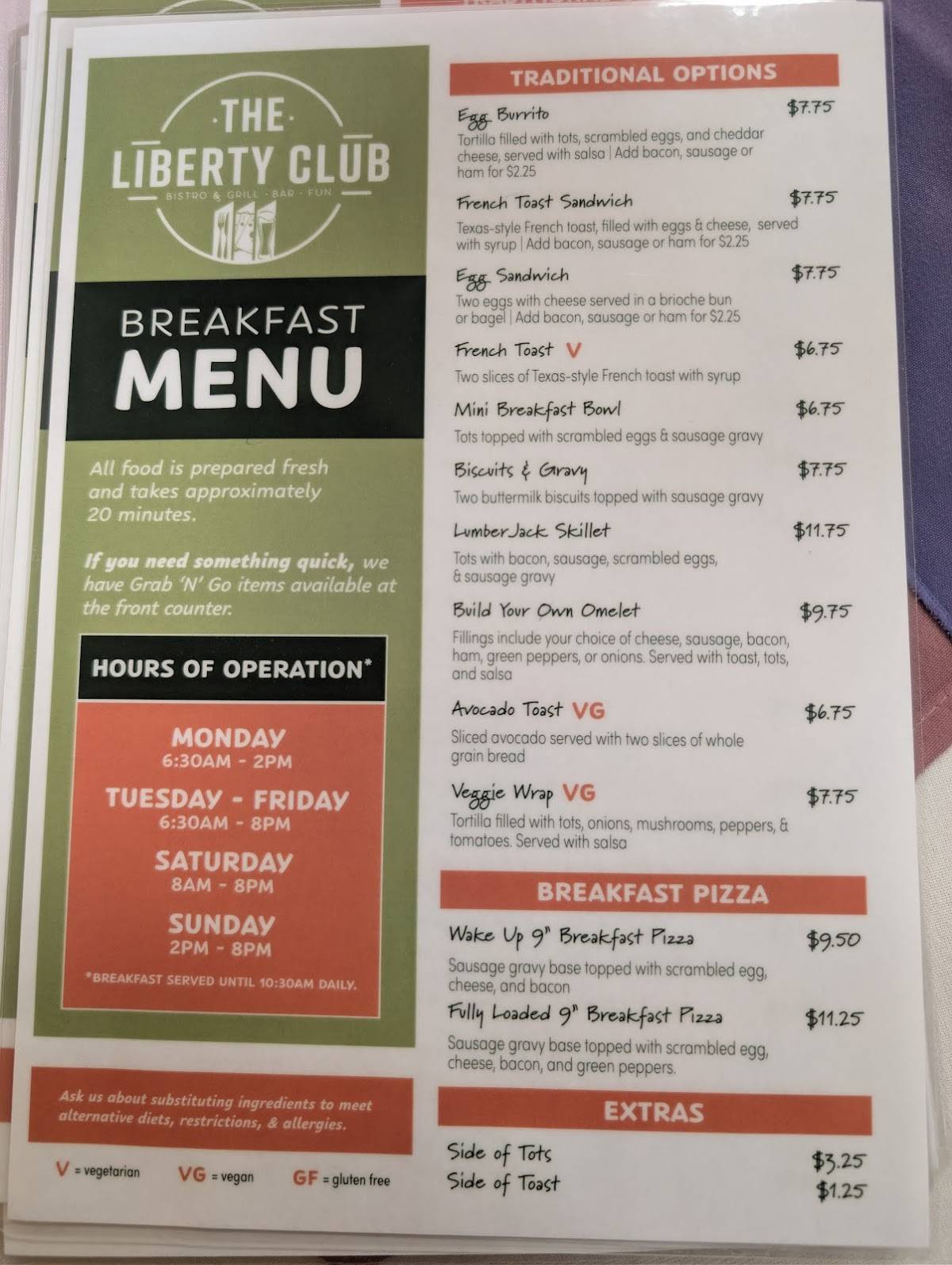 The Bistro меню