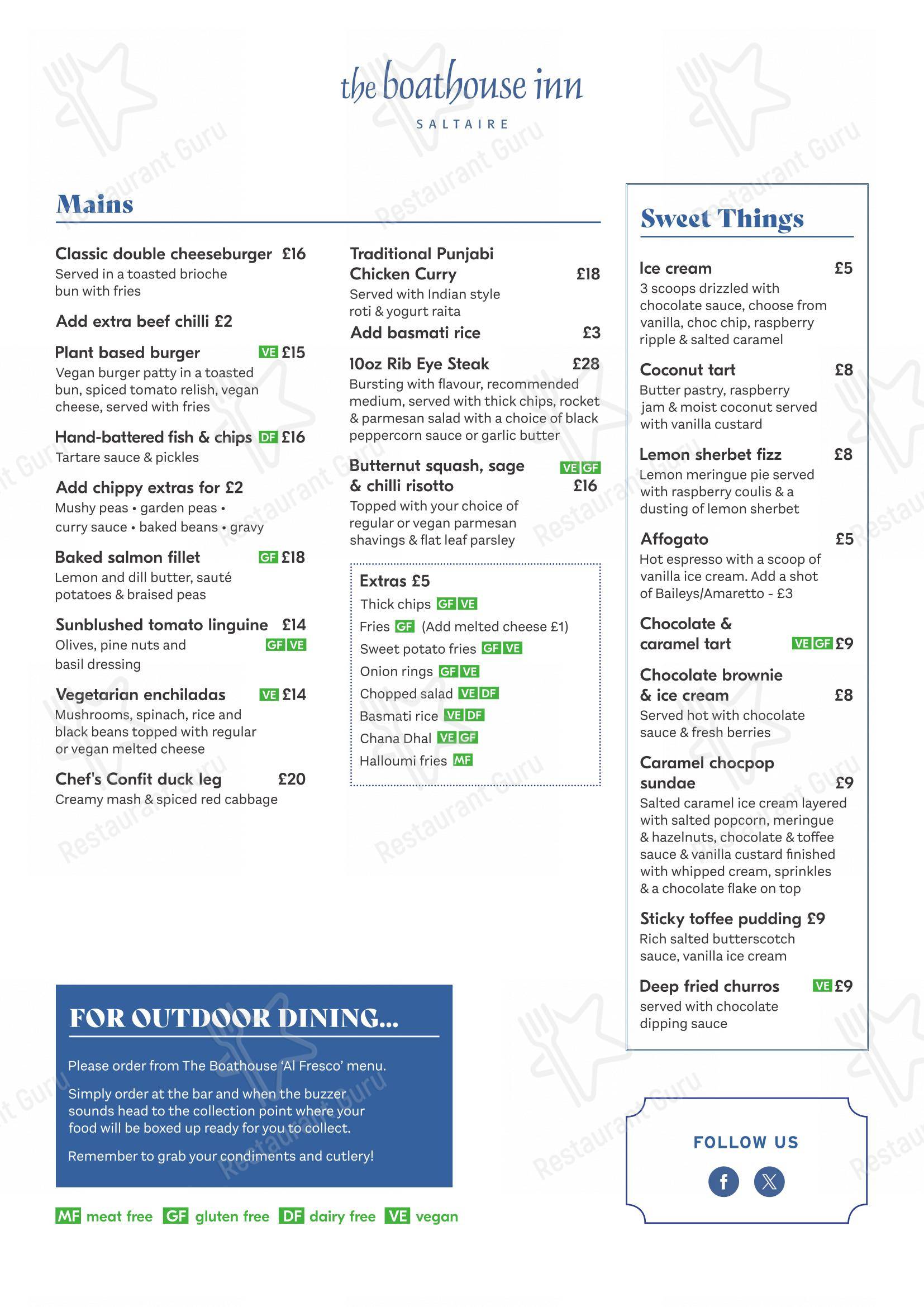 Меню напитков паба и бара The Boathouse Inn в Шиплях