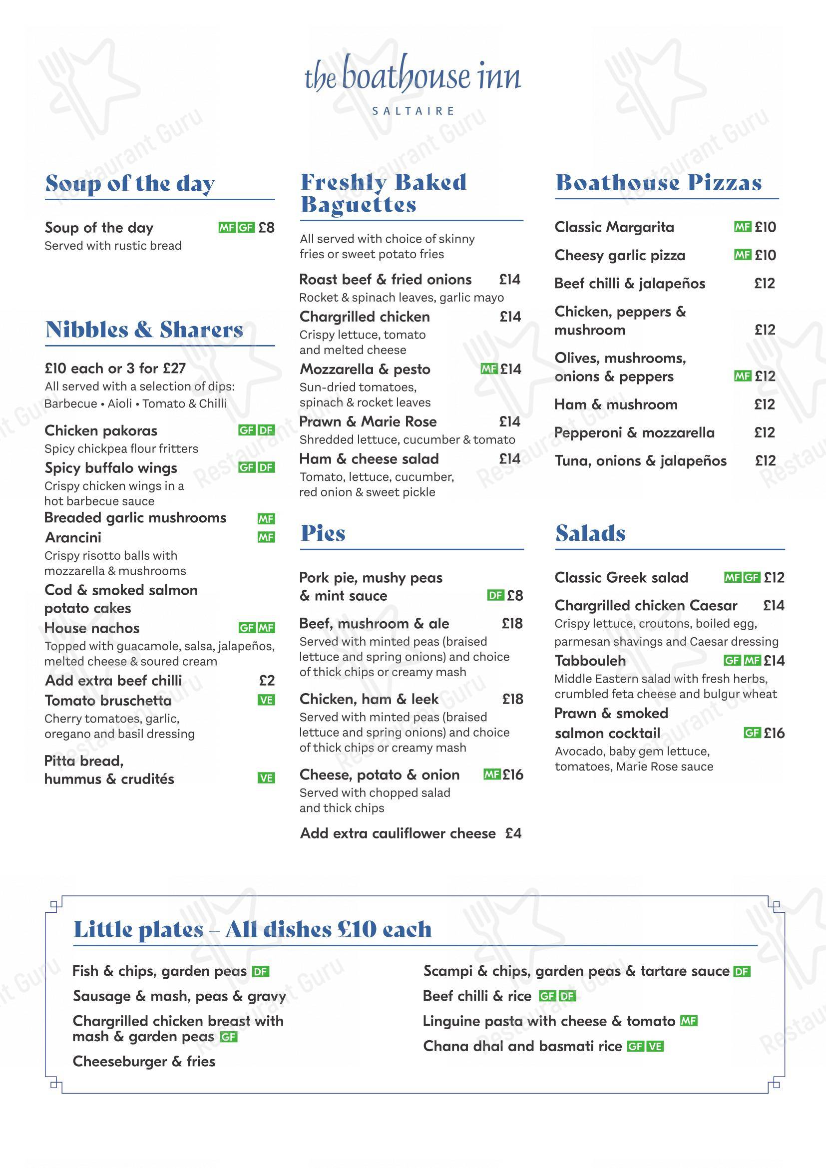Меню напитков паба и бара The Boathouse Inn в Шиплях