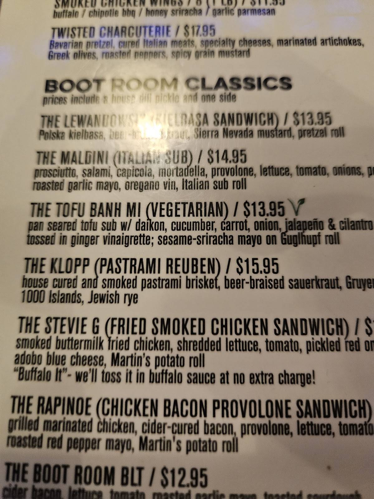The Boot Room меню