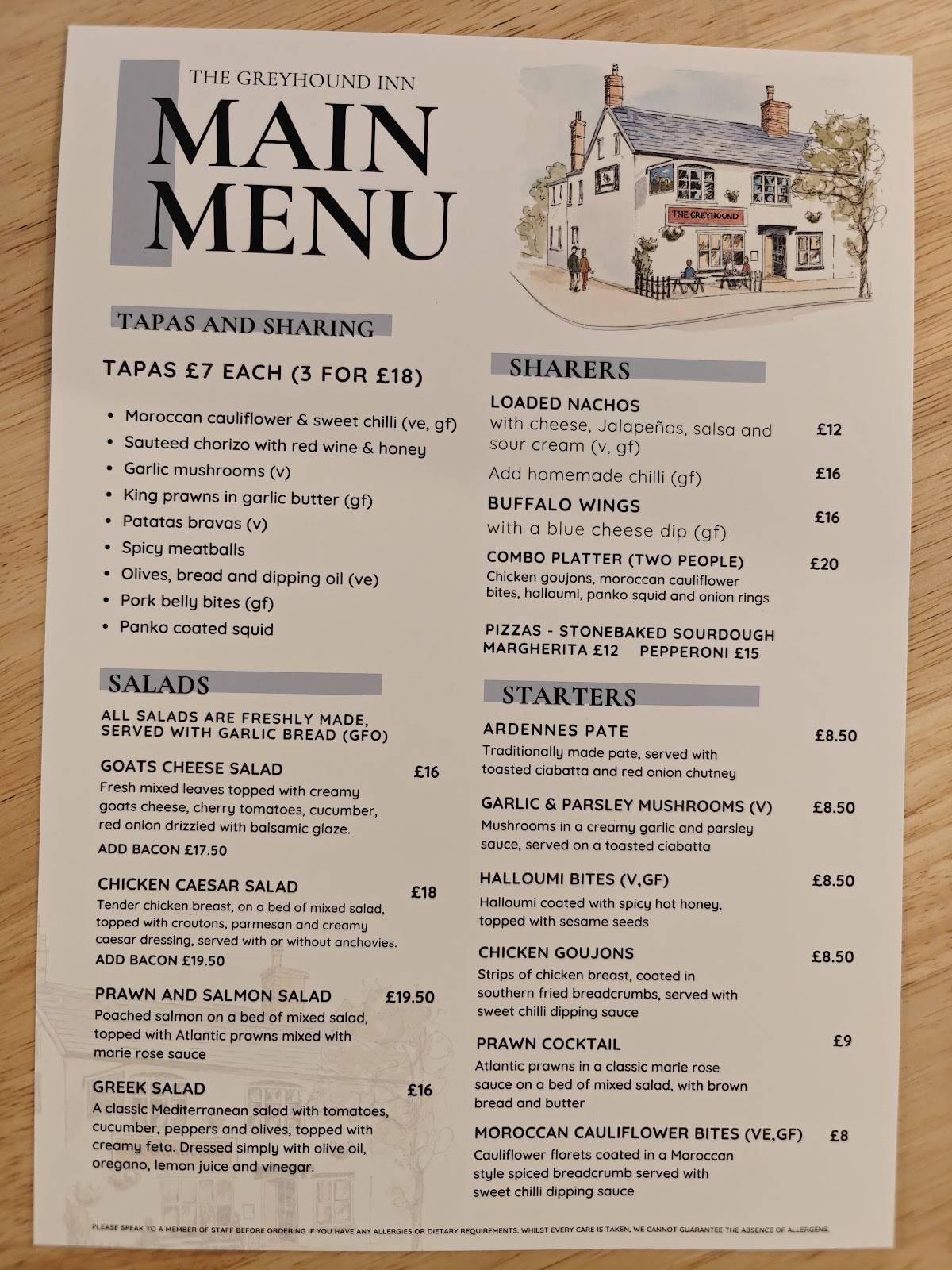 The Greyhound Inn меню