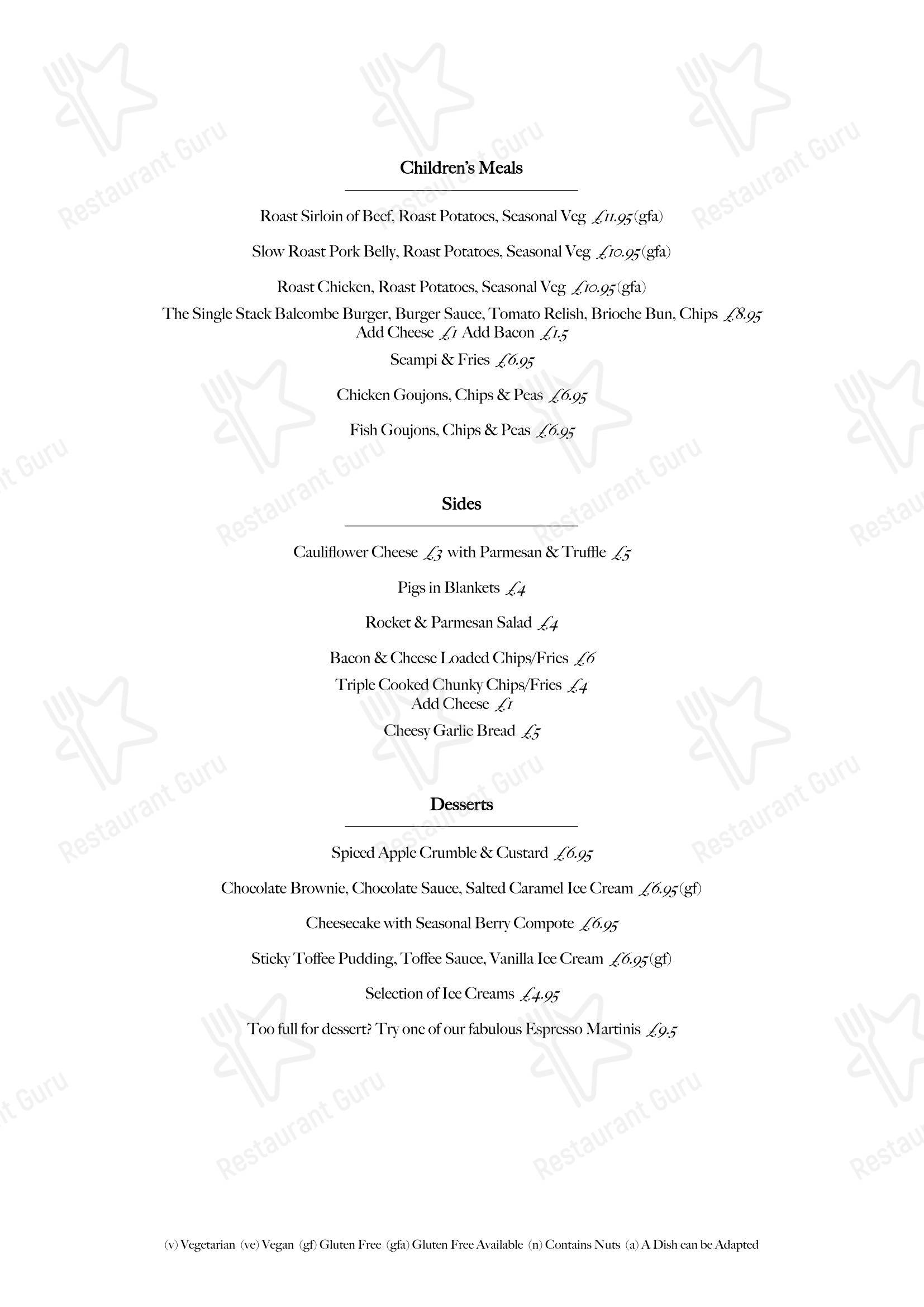 Меню паба и бара The Half Moon Inn Balcombe - Крафт меню