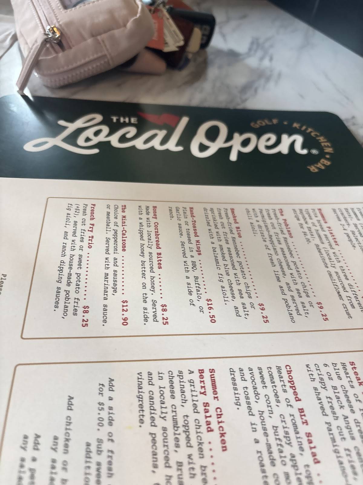 The Local Open меню