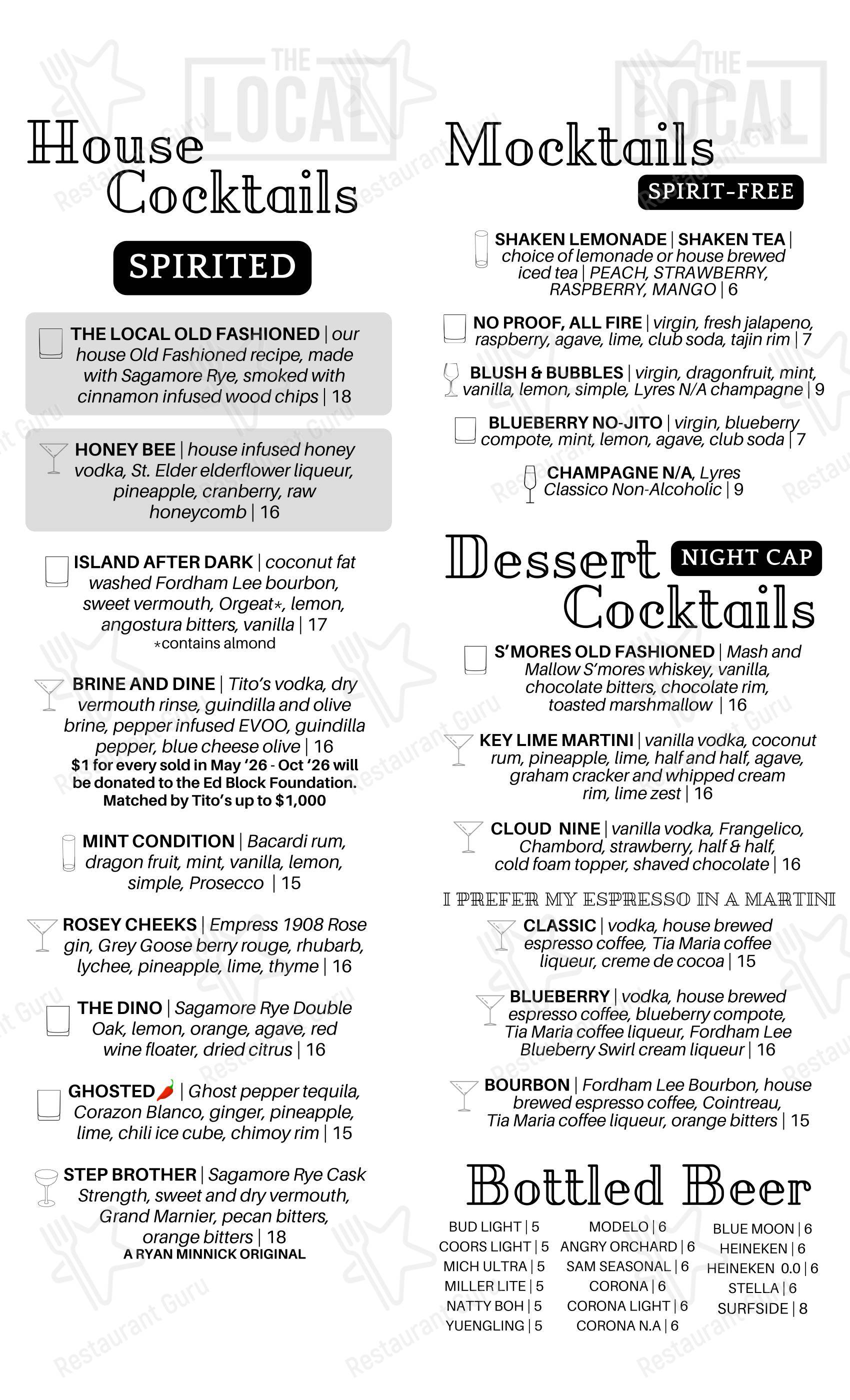 Lunch Menu ресторана The Local в Фолстоне