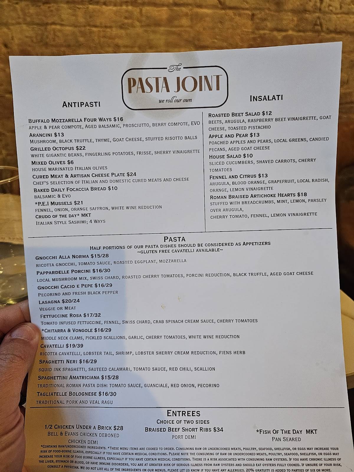 The Pasta Joint меню