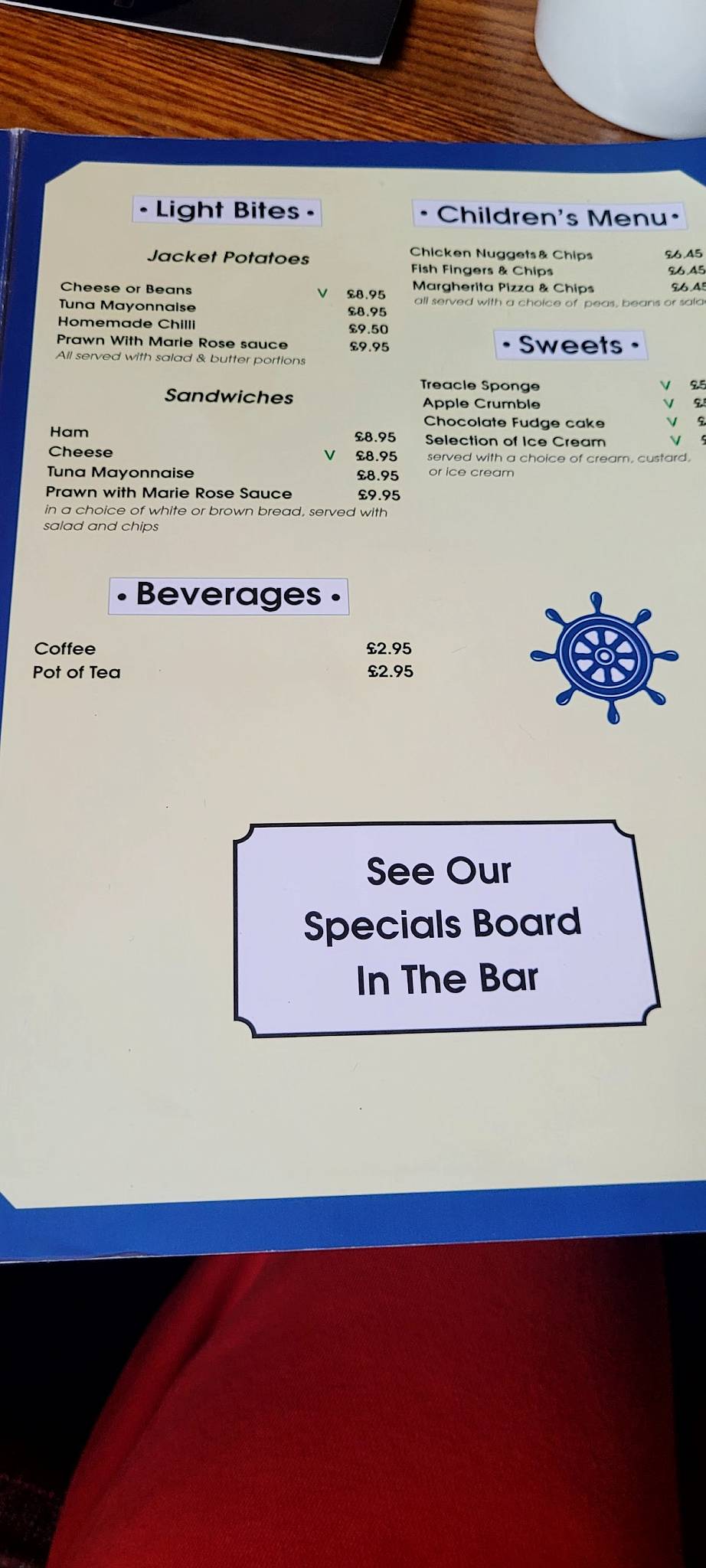 The Ship Inn меню