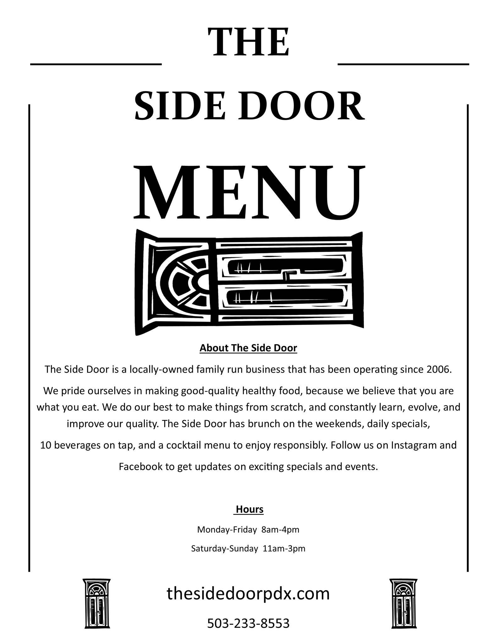 The Side Door меню