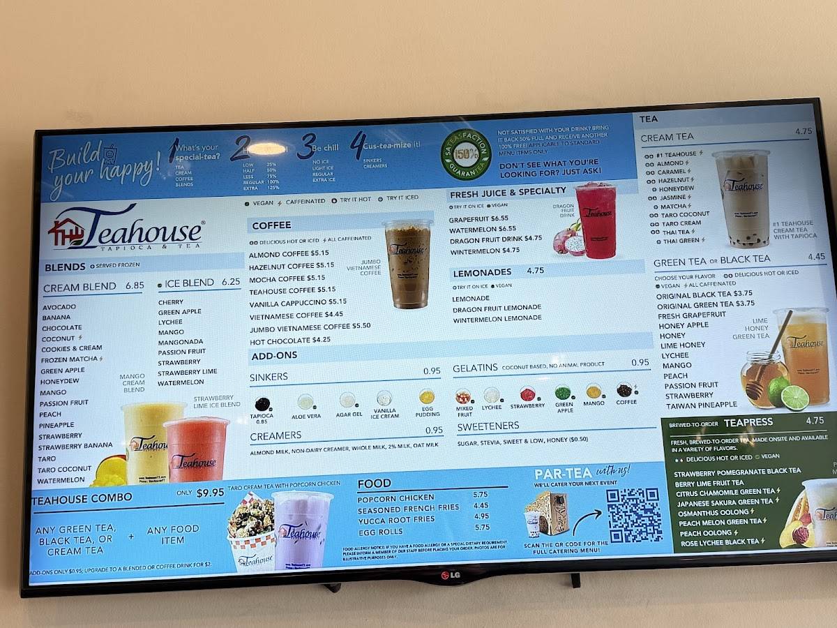 The Teahouse Tapioca and Tea меню