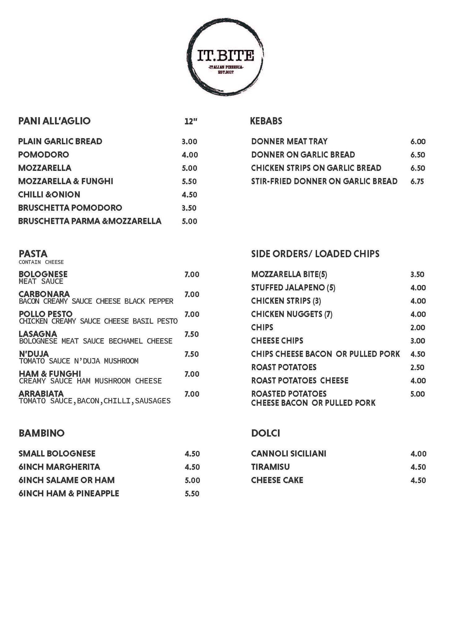 The Italian Bite меню