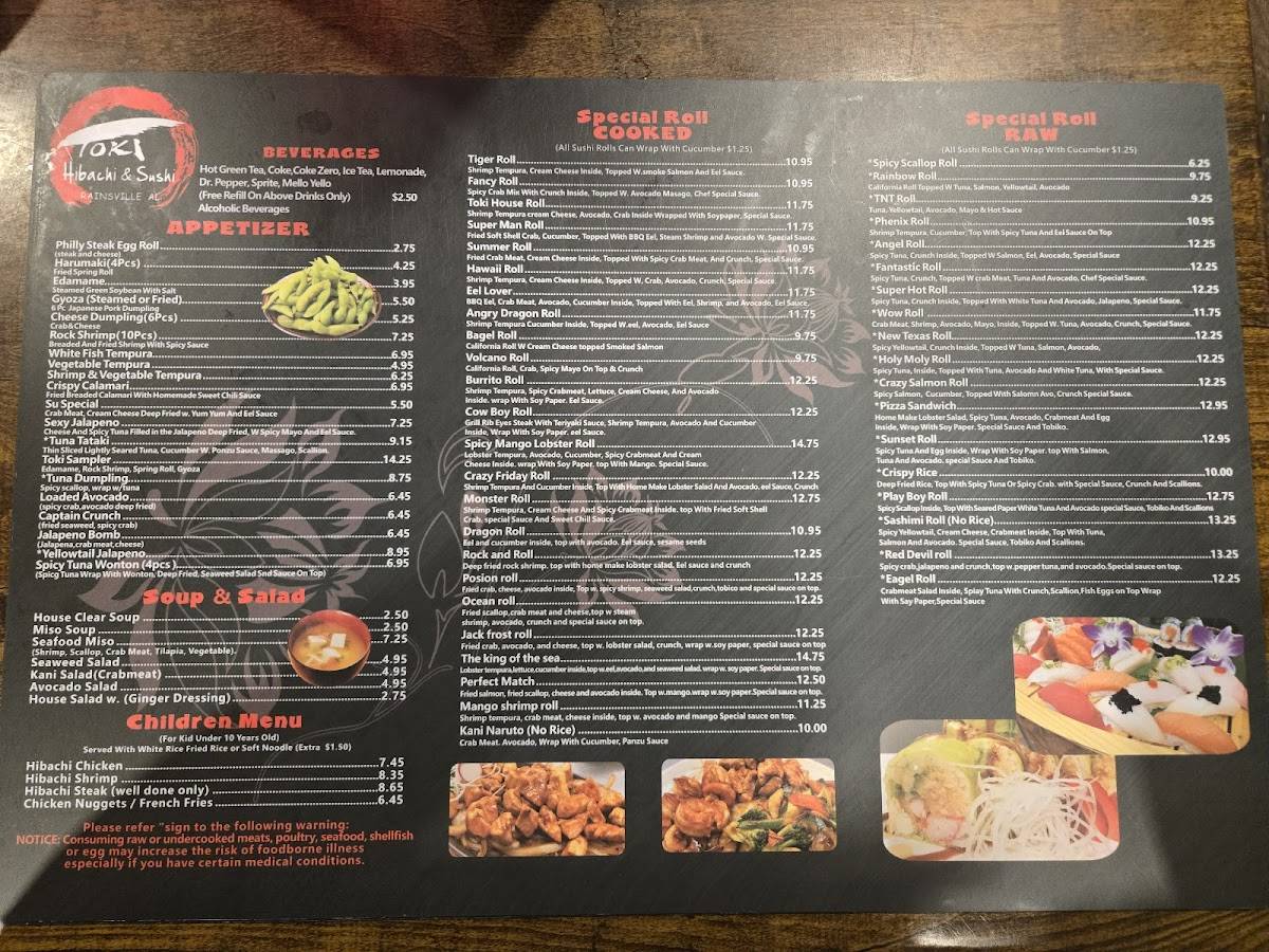 Toki Sushi Steakhouse меню