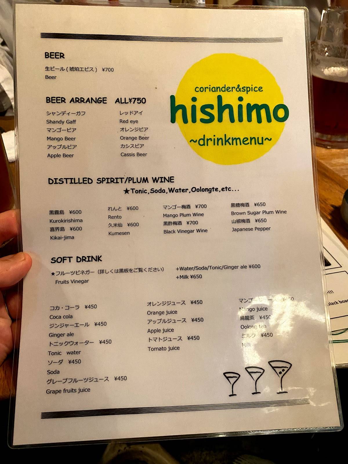 Hishimo меню