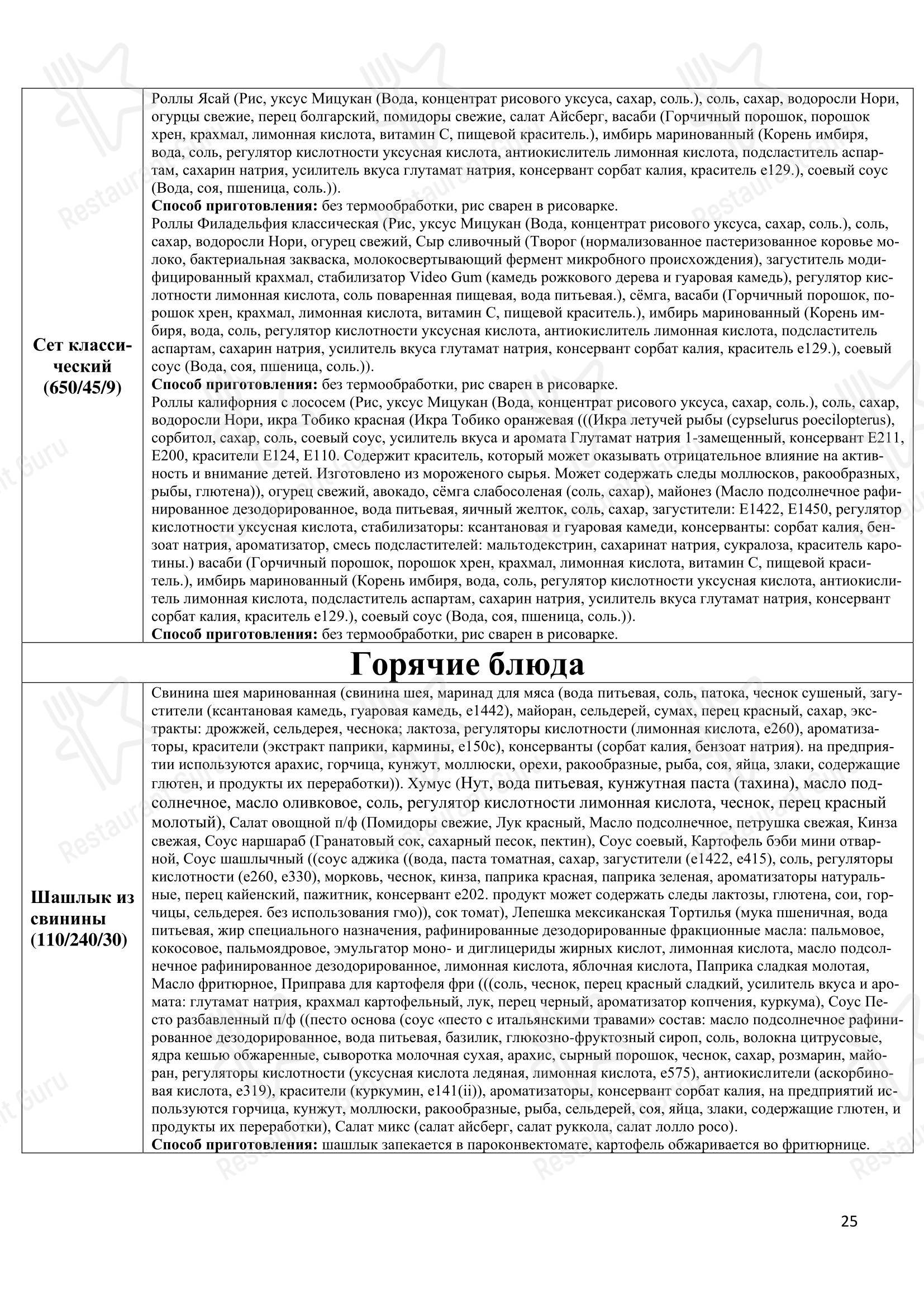 Меню ресторана Томато - Меню напитков