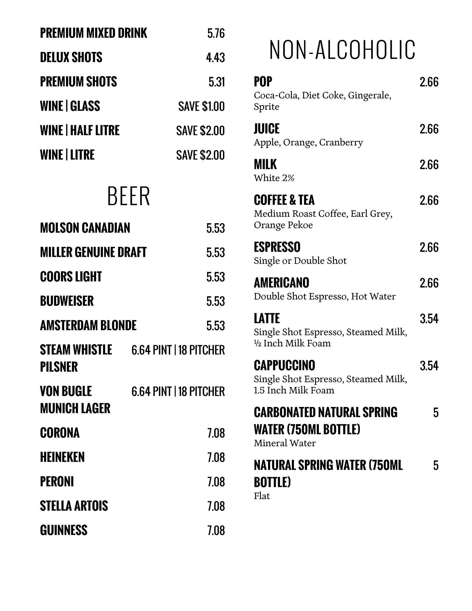 Salto Restaurant & Bar меню
