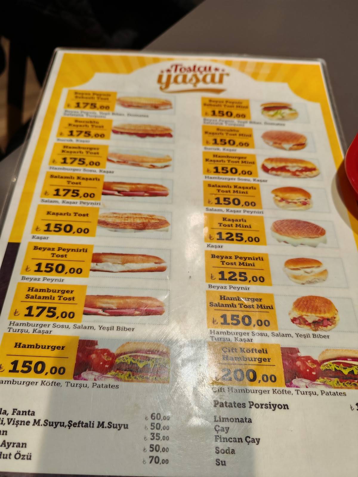 Tostçu yaşar меню