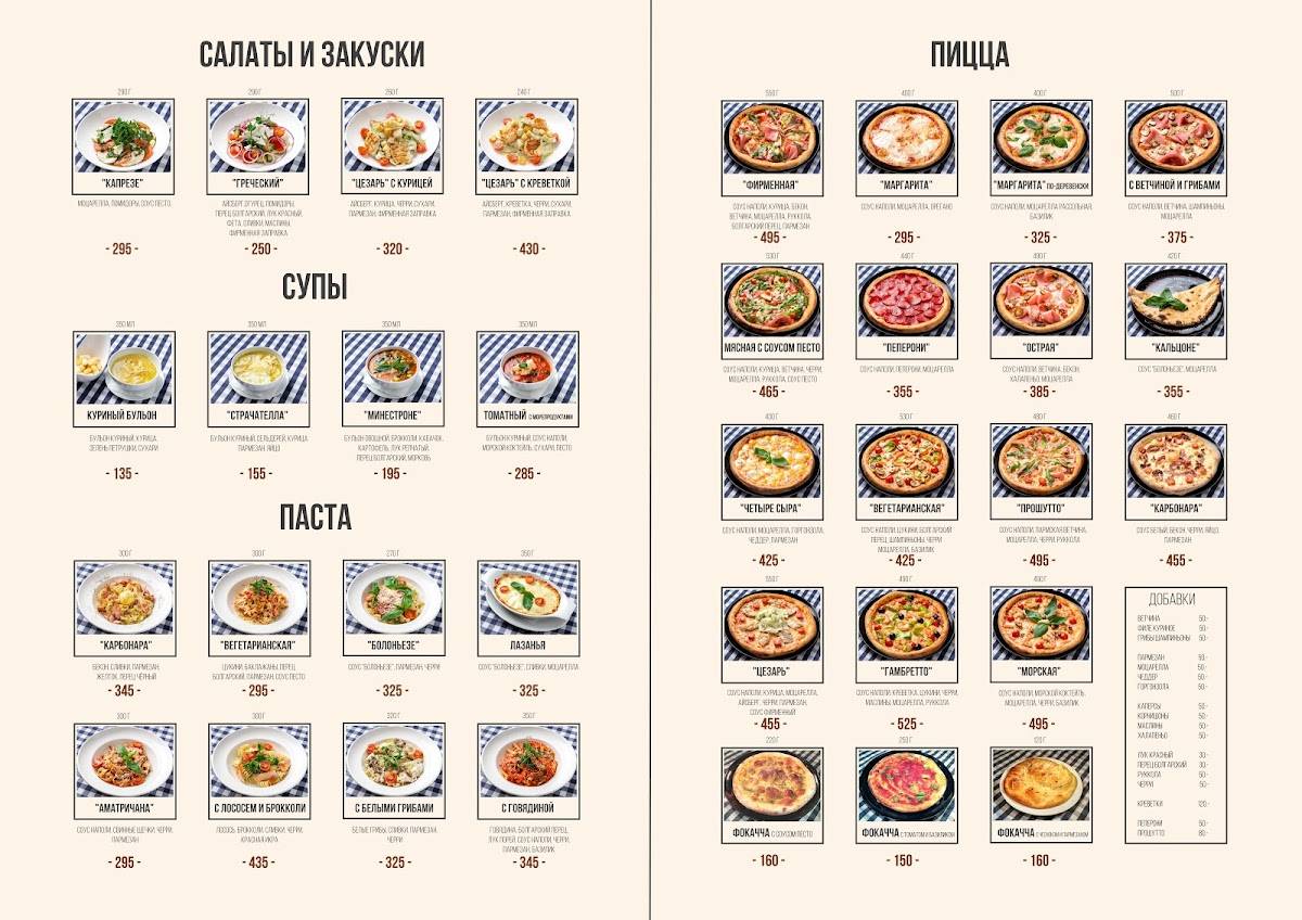 Trattoria Caffe del sole меню