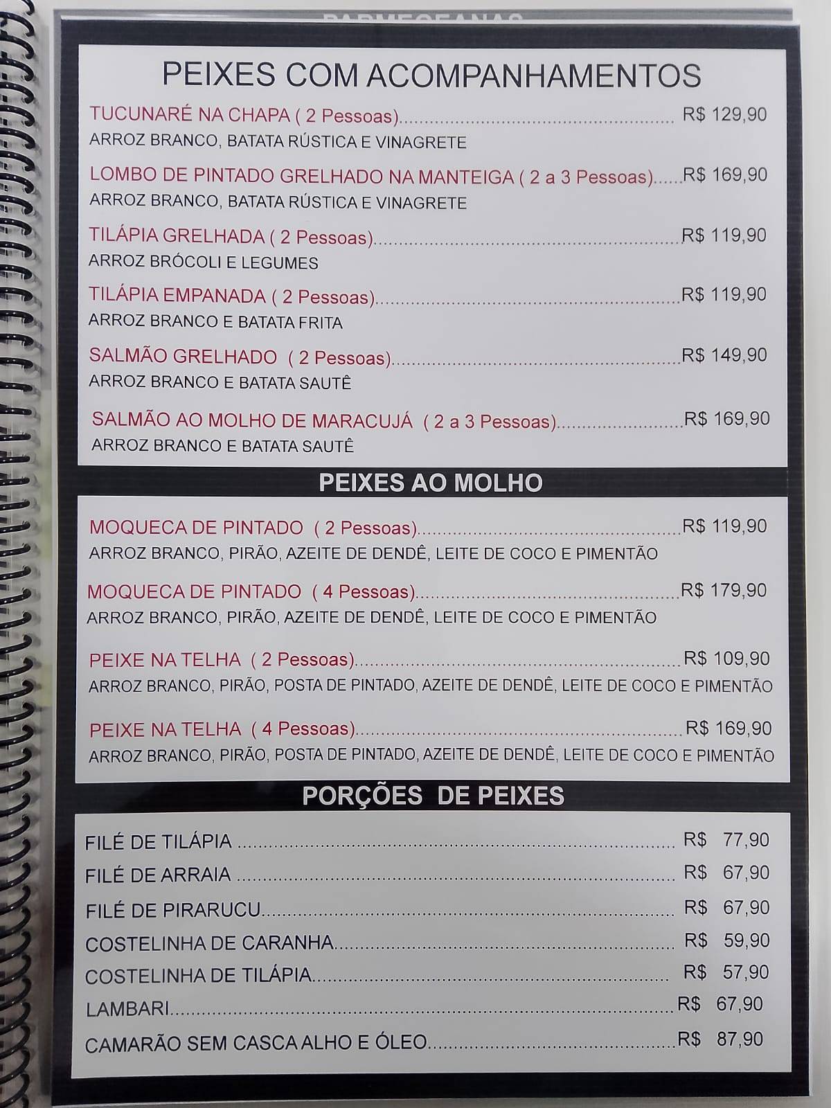 Tucunaré na Chapa RV меню