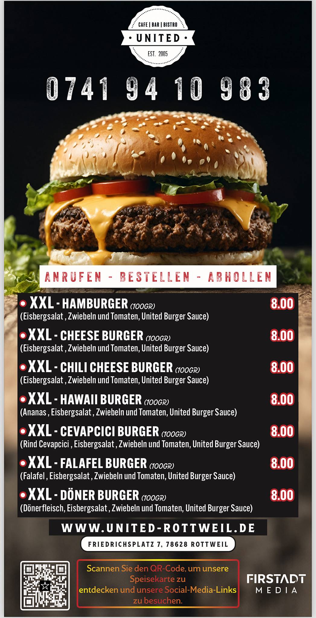 United - Pizza - Döner - Cocktails Rottweil меню