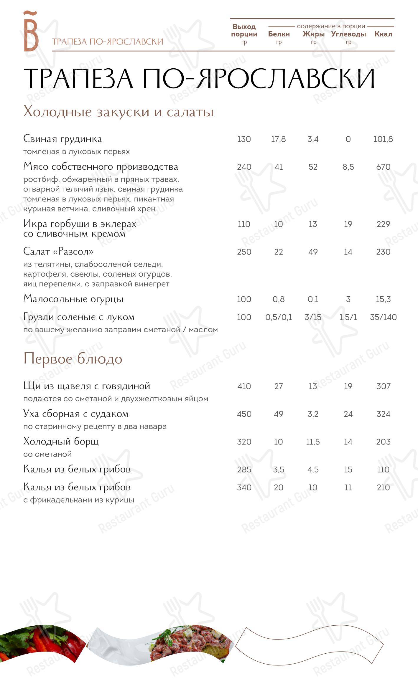 Крафт меню ресторана Ванильное небо