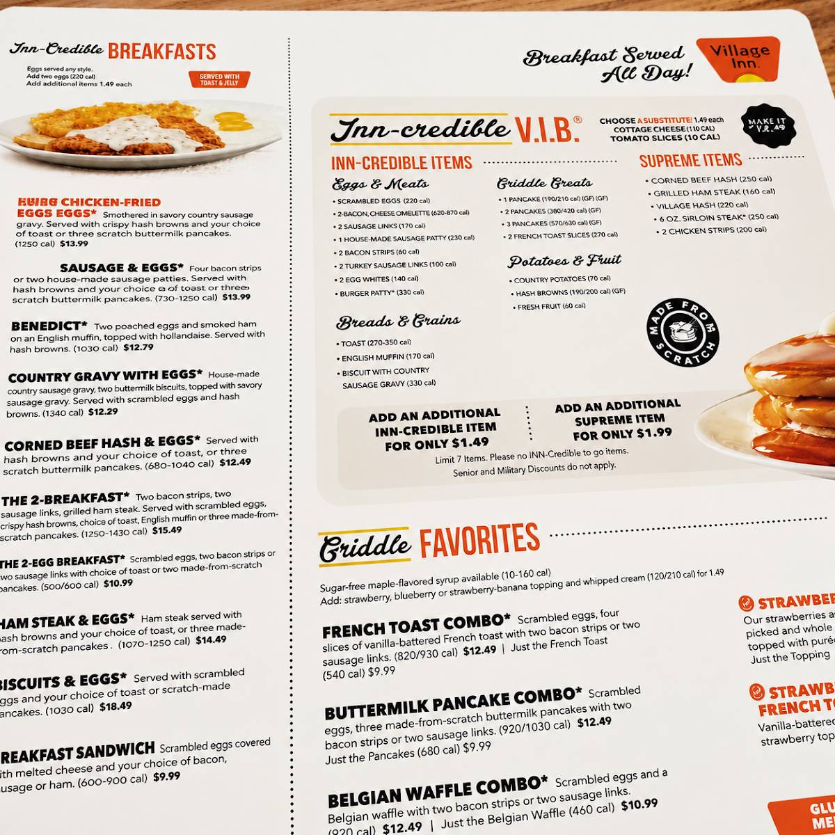 Village Inn меню