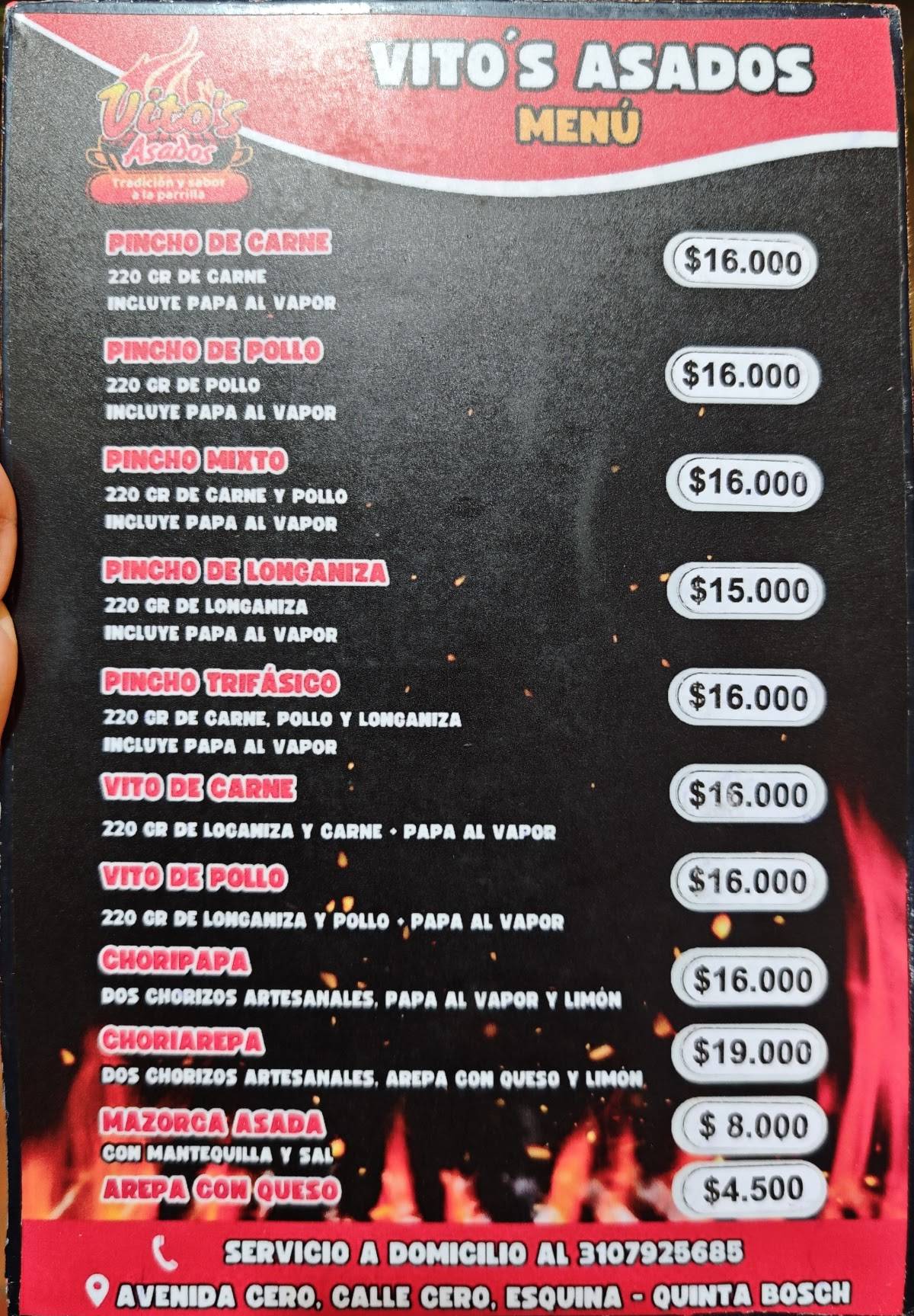 Vito's Asados меню