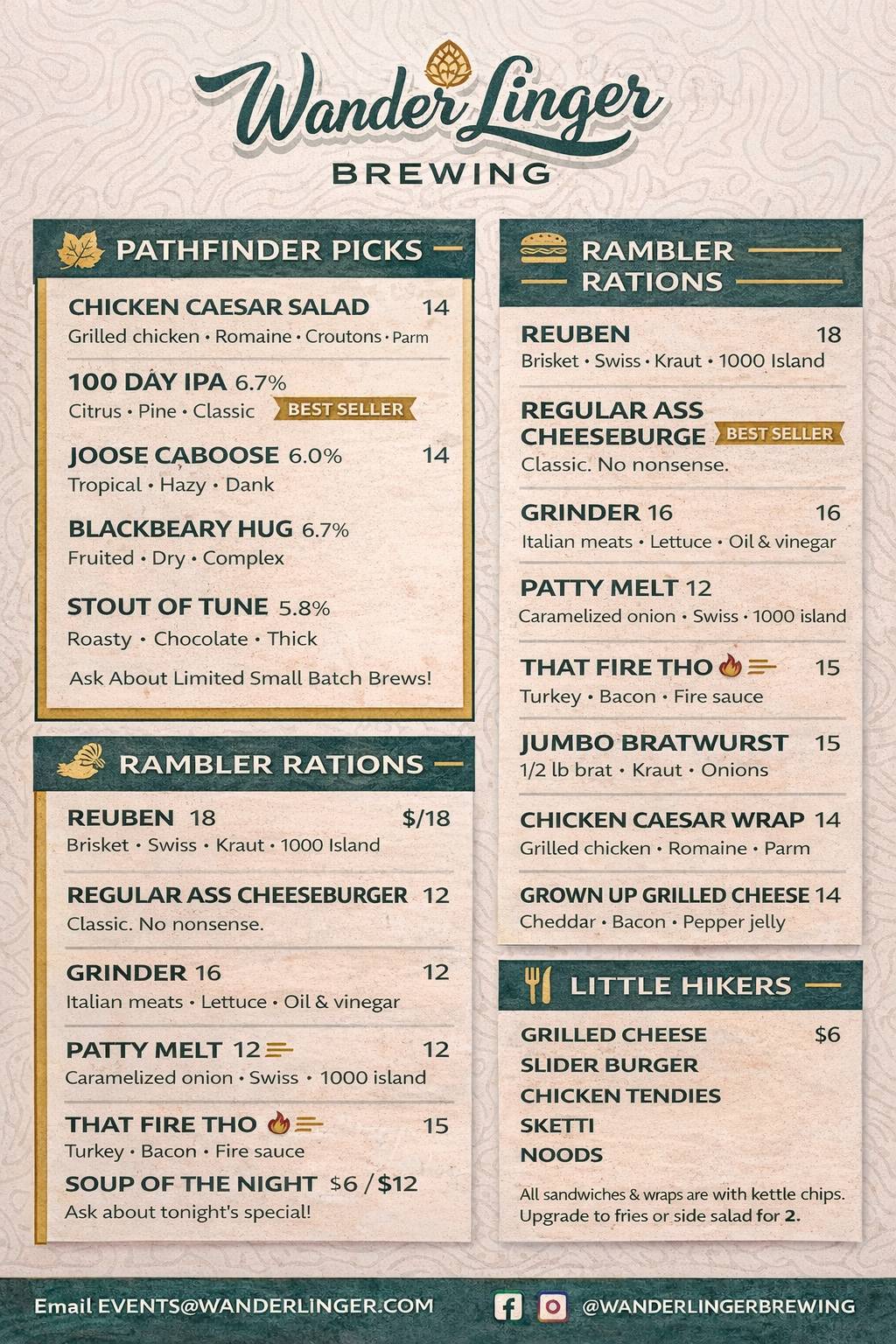 Wanderlinger Brewing Company меню
