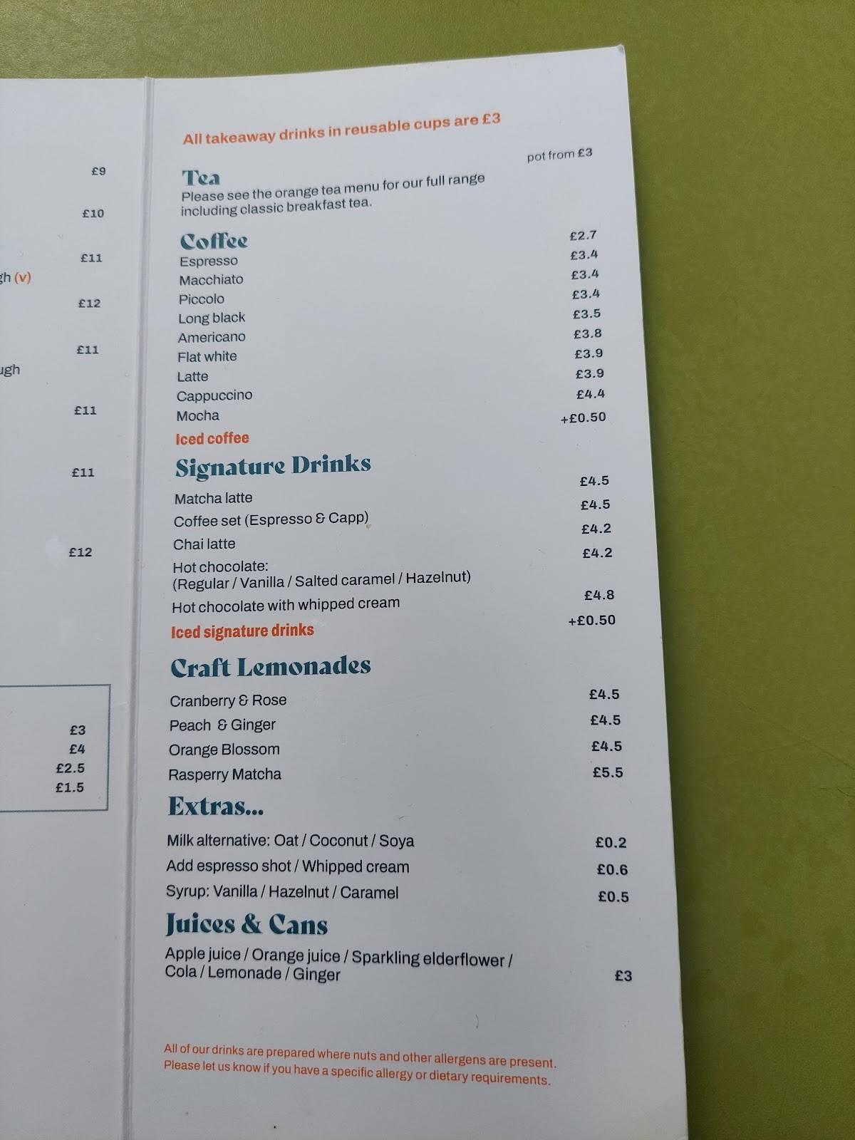 Waterloo Tea (Wyndham Arcade) меню