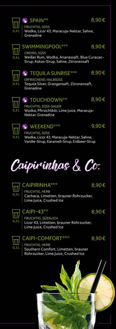 Weekend Cocktailbar меню