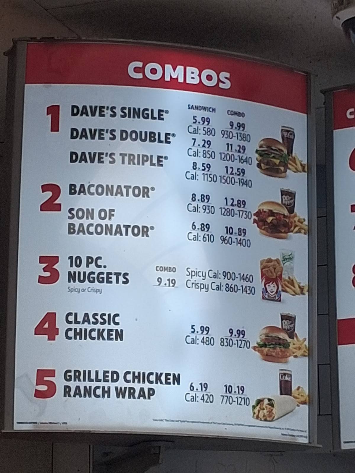 Wendy's меню
