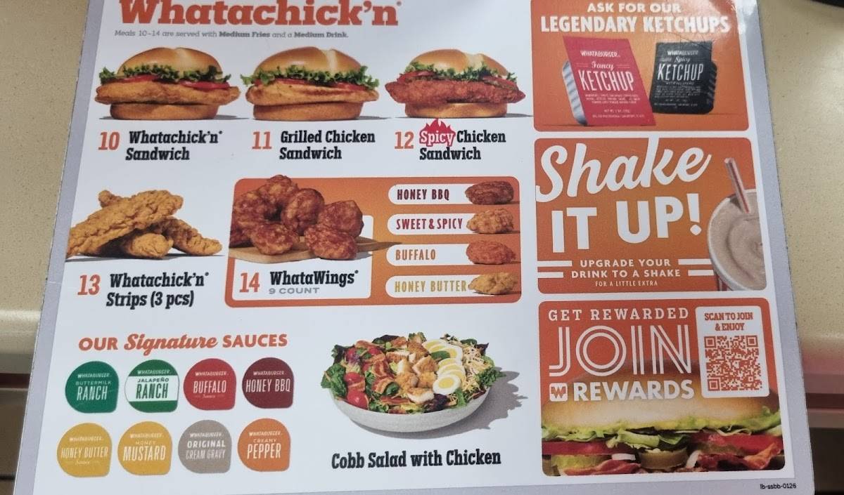 Whataburger меню