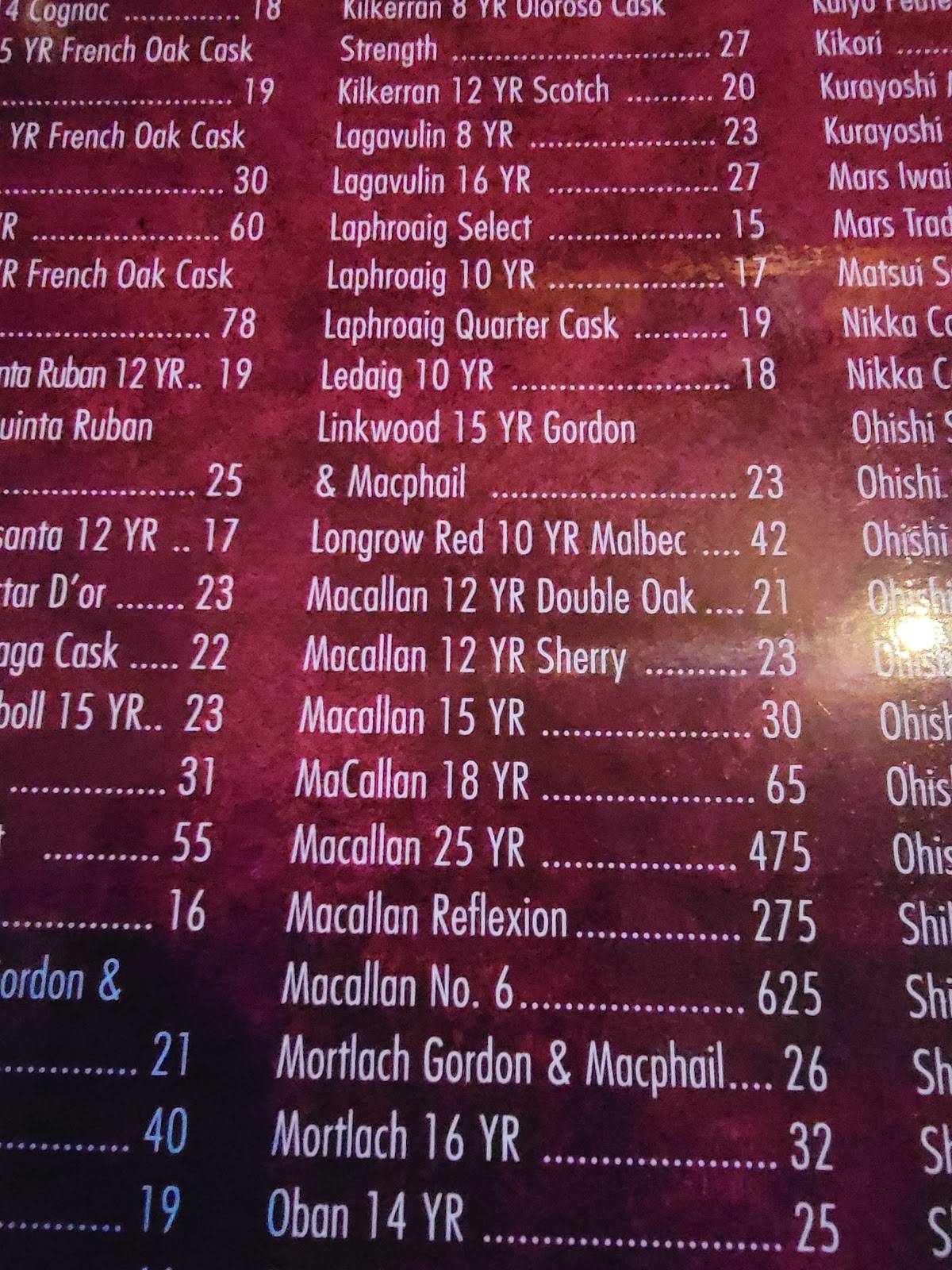 Whisky Lounge Reno меню
