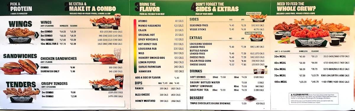 Wingstop меню