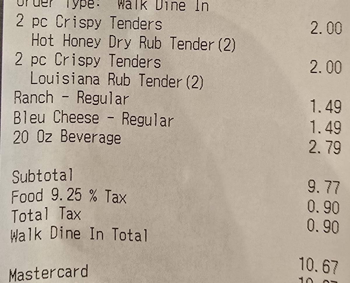 Wingstop меню
