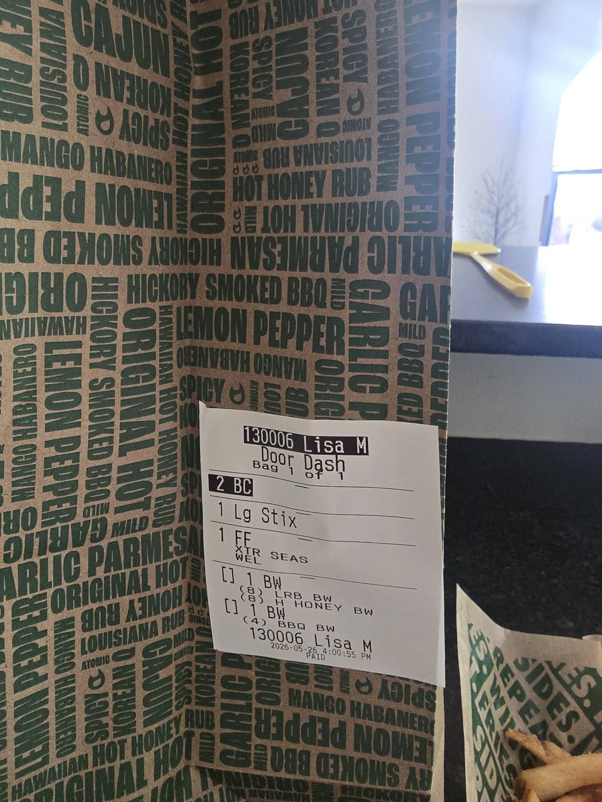 Wingstop меню