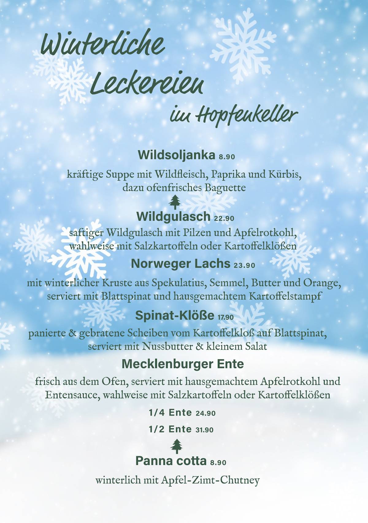 Wirtshaus zum Hopfenkeller меню
