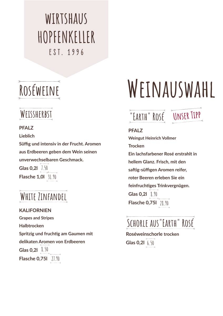 Wirtshaus zum Hopfenkeller меню