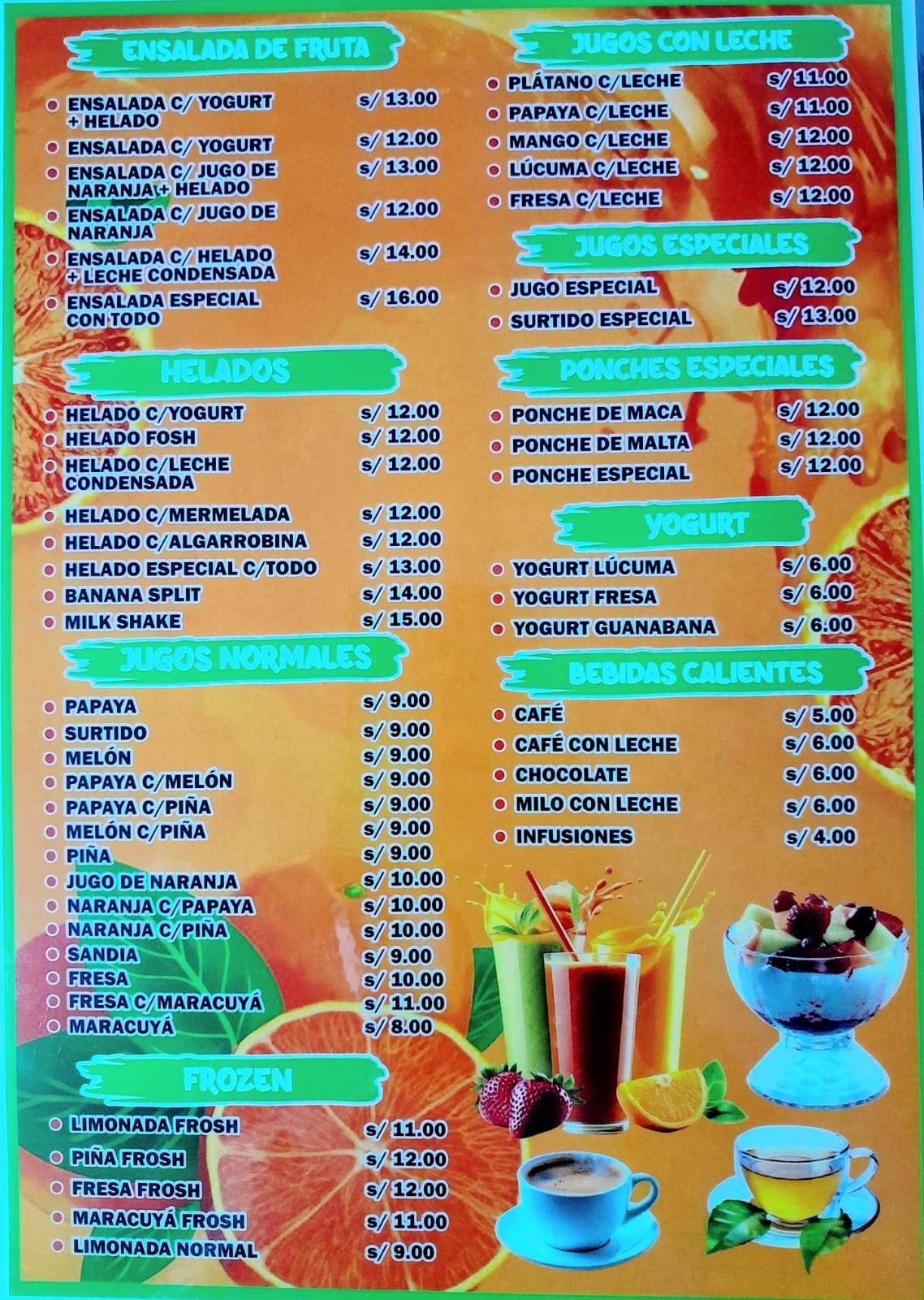 Yalos"Food меню