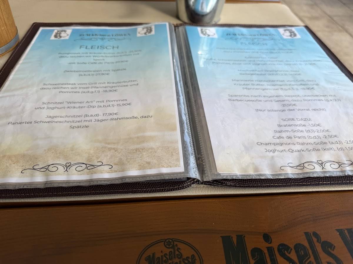 ZUM kleinen LÖWEN меню