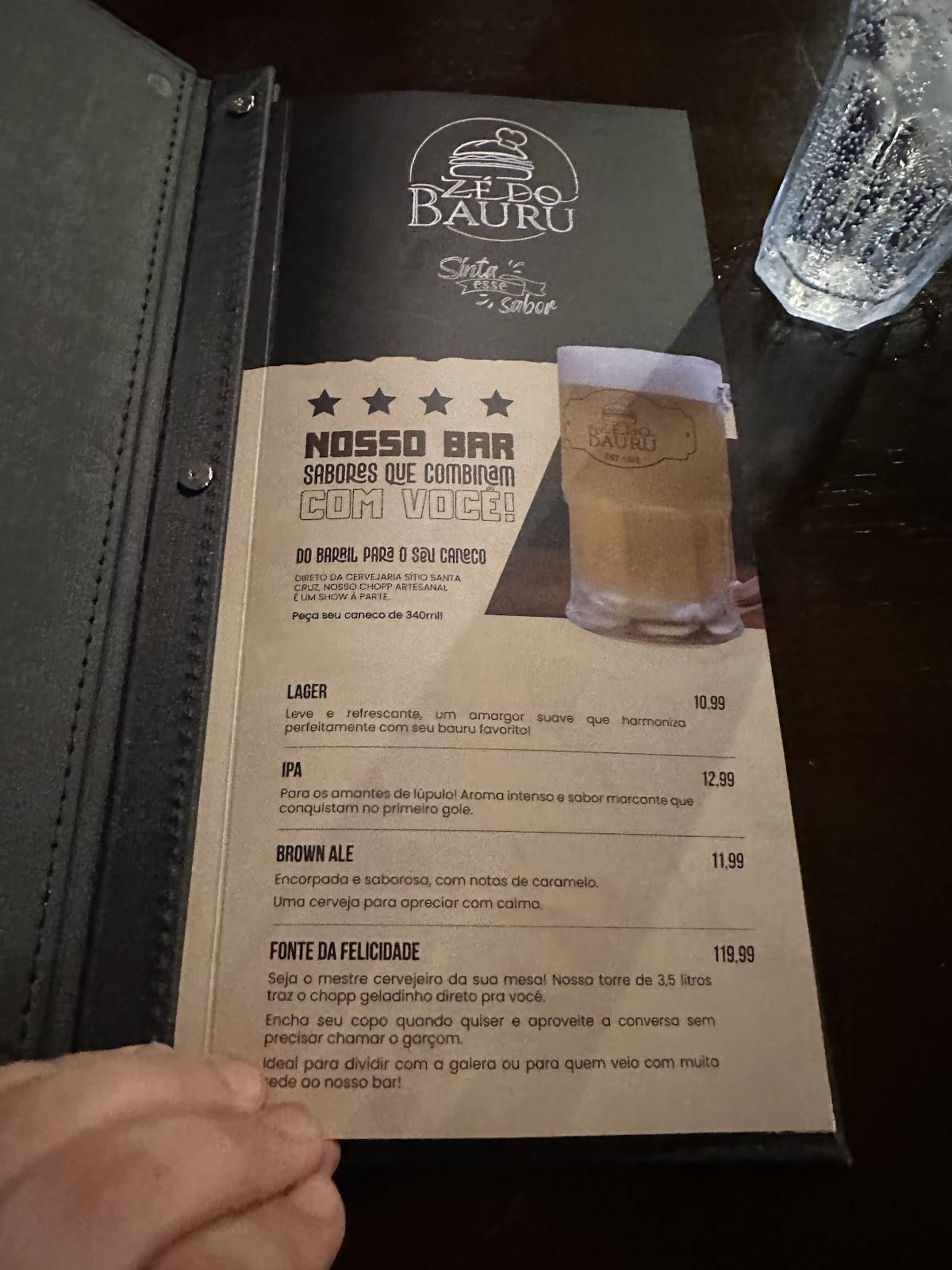 Zé do Bauru меню